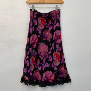 Betsey Johnson New York vintage Y2K midi floral silk skirt